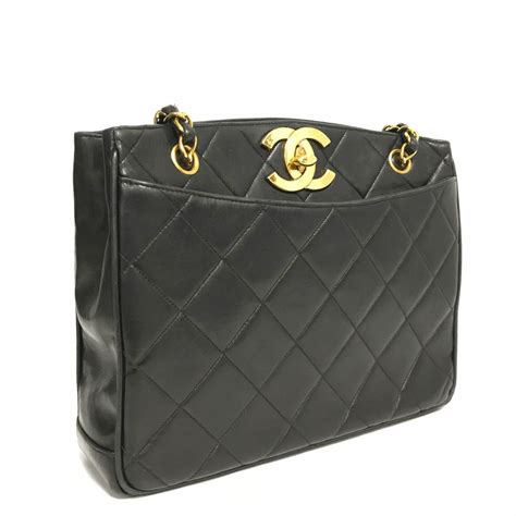 chanel vintage black quilted leather shoulder bag|authentic vintage chanel bags.